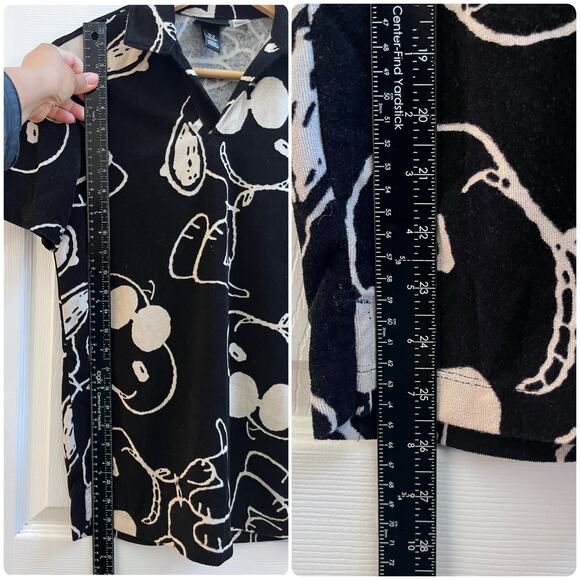 H&M Men’s Regular Fit Peanuts Snoop Print Terry Polo Shirt Size XS - Picture 7 of 10